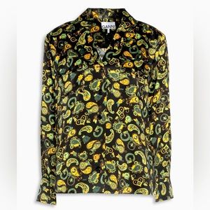 Ganni paisley print satin twill shirt
